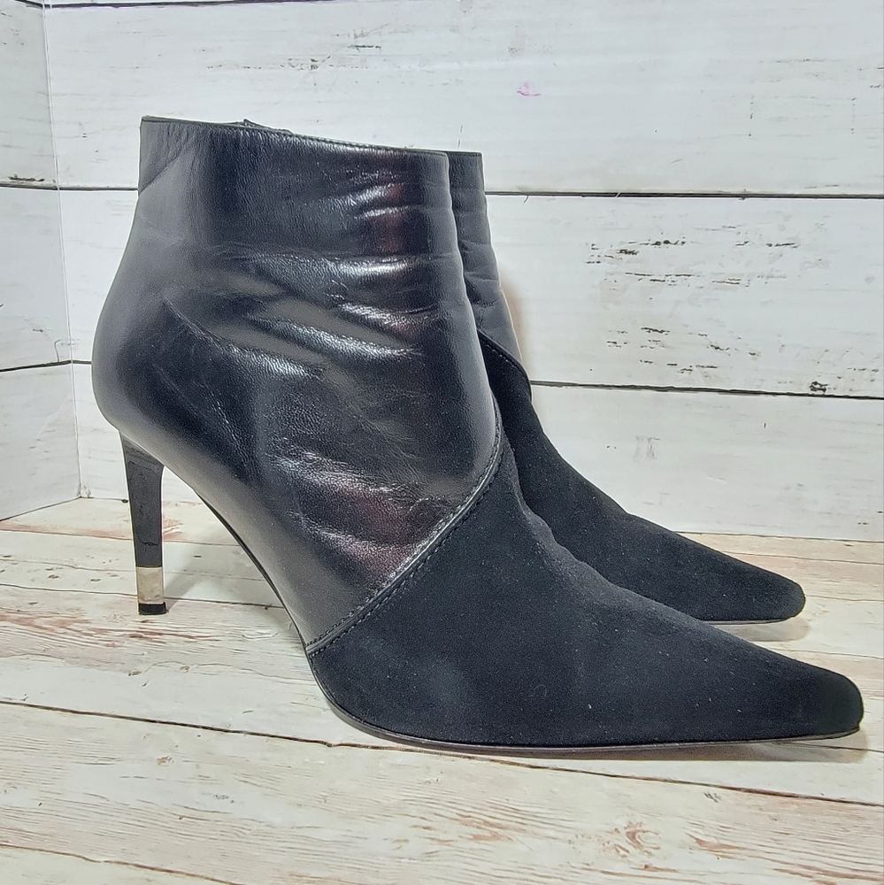 Christian Lacroix Vintage Black Suede & Leather Booties US 8